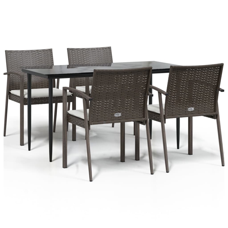 vidaXL Garden Dining Set in Brown/Black/Cream White