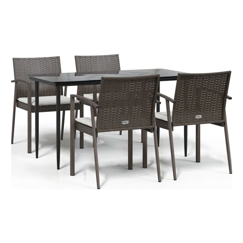 vidaXL Garden Dining Set in Brown/Black/Cream White