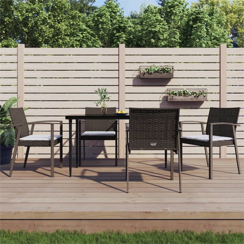 vidaXL Garden Dining Set in Brown/Black/Cream White