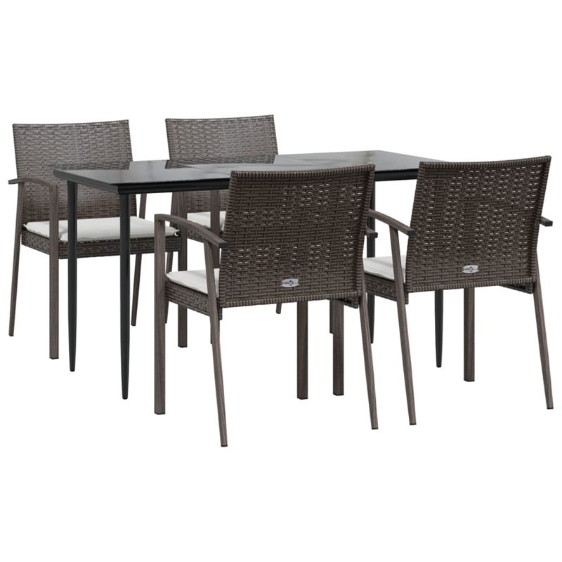vidaXL Garden Dining Set in Brown/Black/Cream White