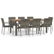 vidaXL 9 Piece Garden Patio Dining Set in Gray