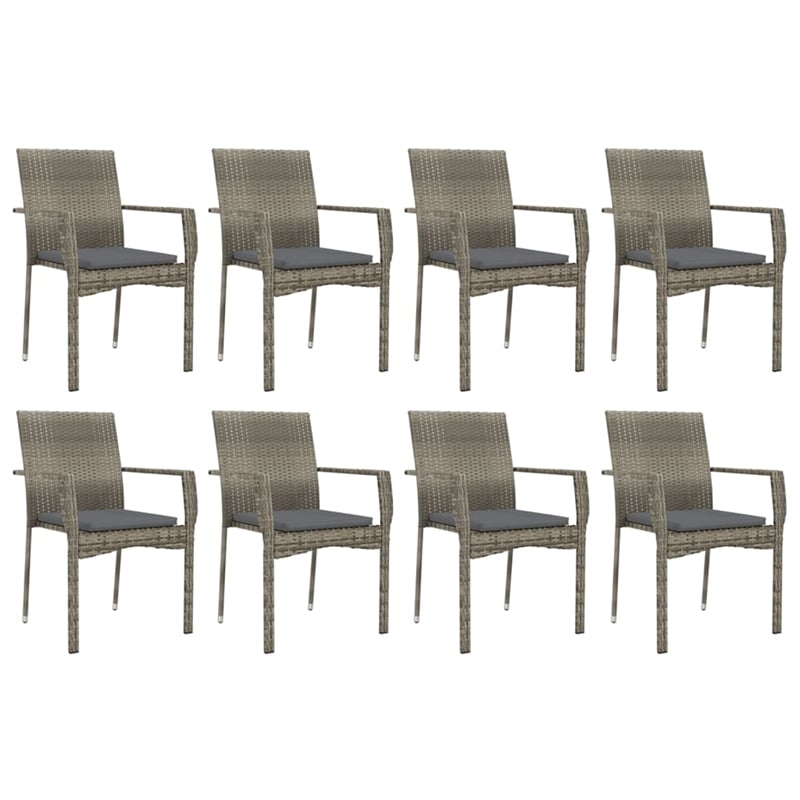 vidaXL 9 Piece Garden Patio Dining Set in Gray