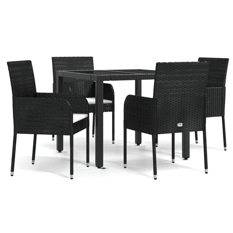 vidaXL Garden Dining Set in Black/Cream White