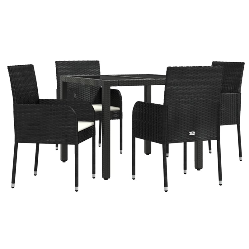 vidaXL Garden Dining Set in Black/Cream White