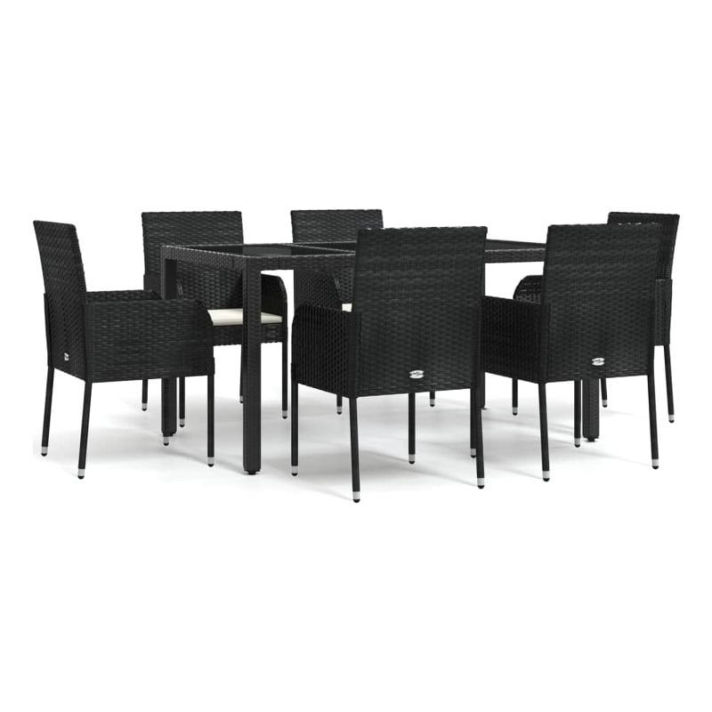 vidaXL Garden Dining Set in Black/Cream White