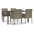 vidaXL Garden Dining Set in Gray Cushion/Dark Gray