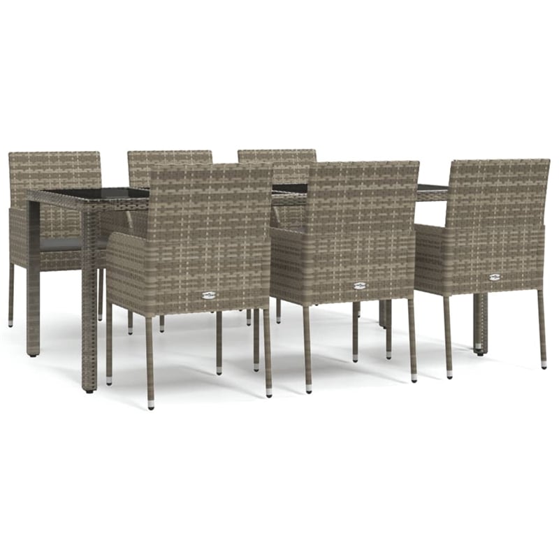 vidaXL PE Rattan 7 Piece Set Modular Garden Dining Set in Gray