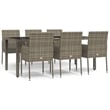 vidaXL PE Rattan 7 Piece Set Modular Garden Dining Set in Gray