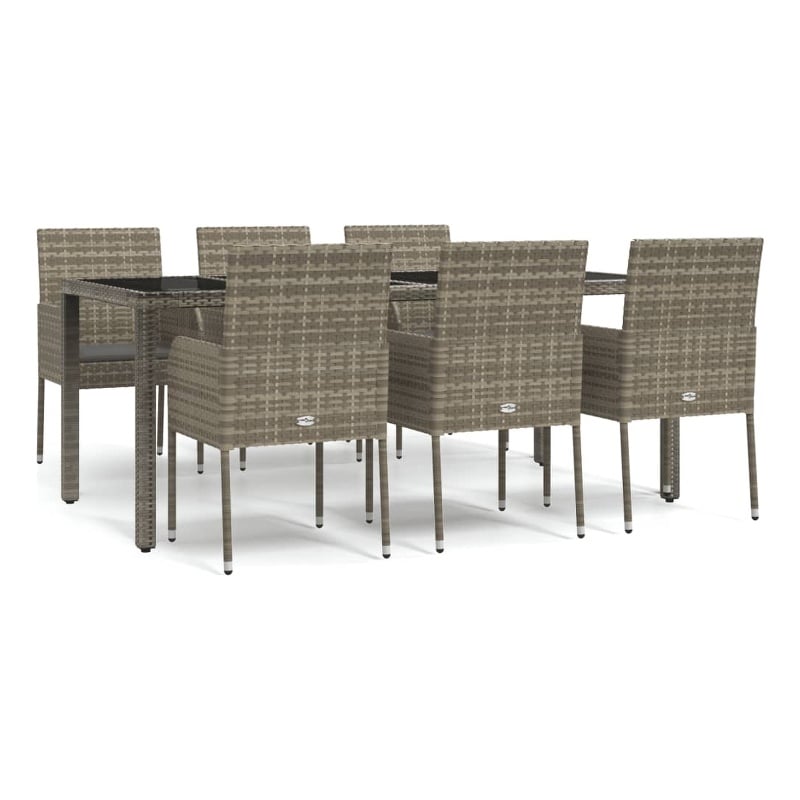 vidaXL PE Rattan 7 Piece Set Modular Garden Dining Set in Gray