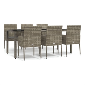 vidaXL PE Rattan 7 Piece Set Modular Garden Dining Set in Gray