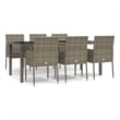 vidaXL PE Rattan 7 Piece Set Modular Garden Dining Set in Gray