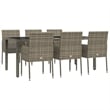 vidaXL PE Rattan 7 Piece Set Modular Garden Dining Set in Gray