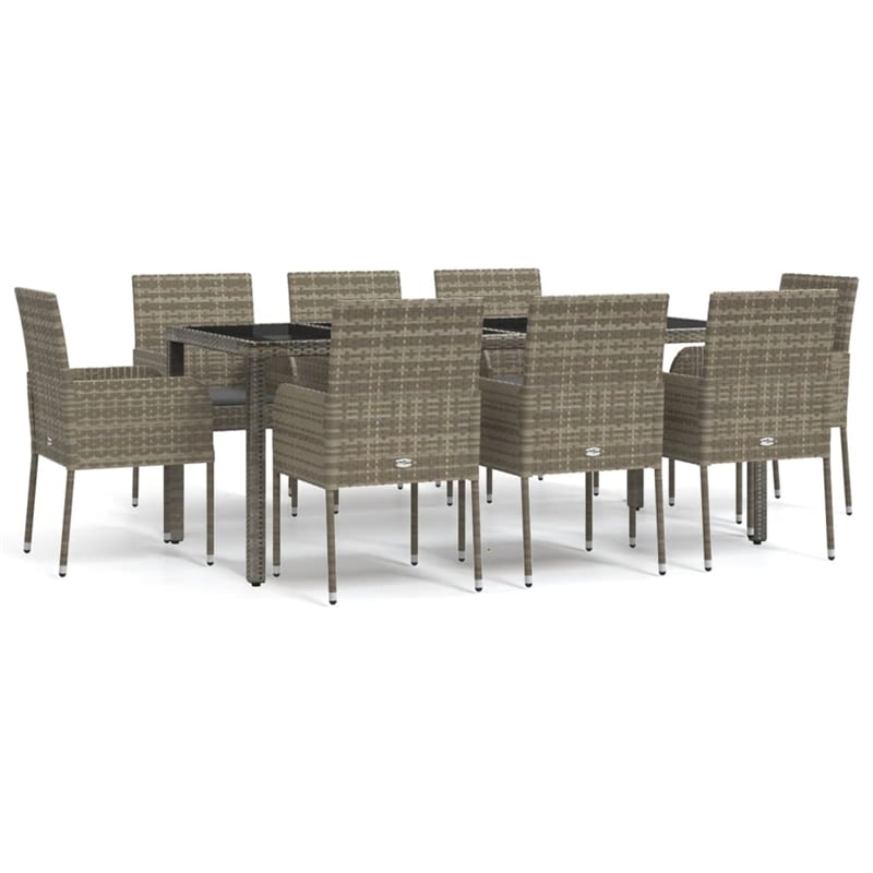 vidaXL PE Rattan/Powder-Coated Steel Garden Dining Set in Gray