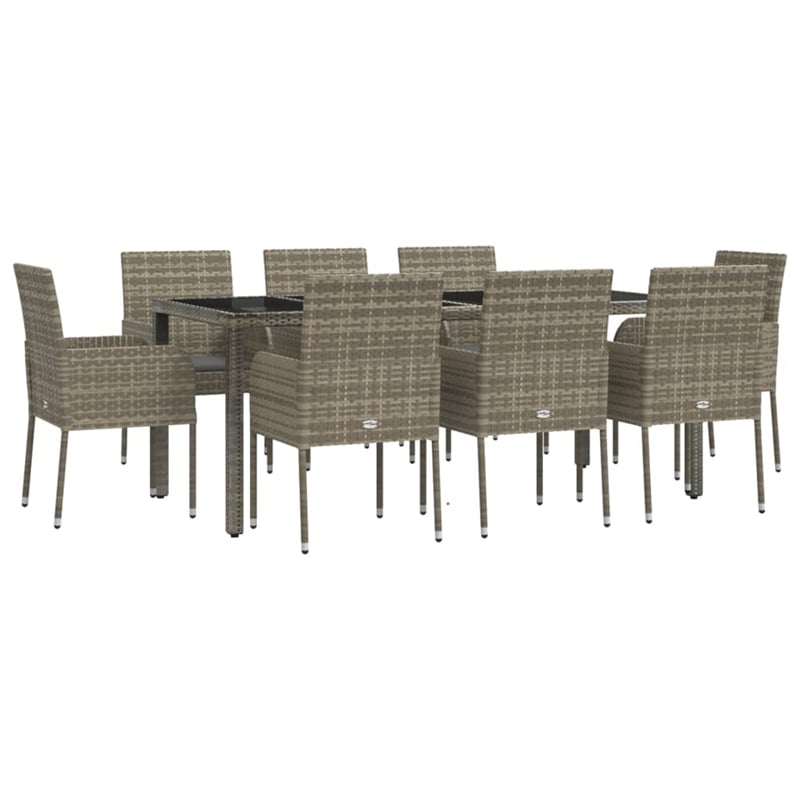 vidaXL PE Rattan/Powder-Coated Steel Garden Dining Set in Gray