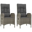 vidaXL PE Rattan 5 Piece Set Adjustable Armrests Garden Dining Set in Gray