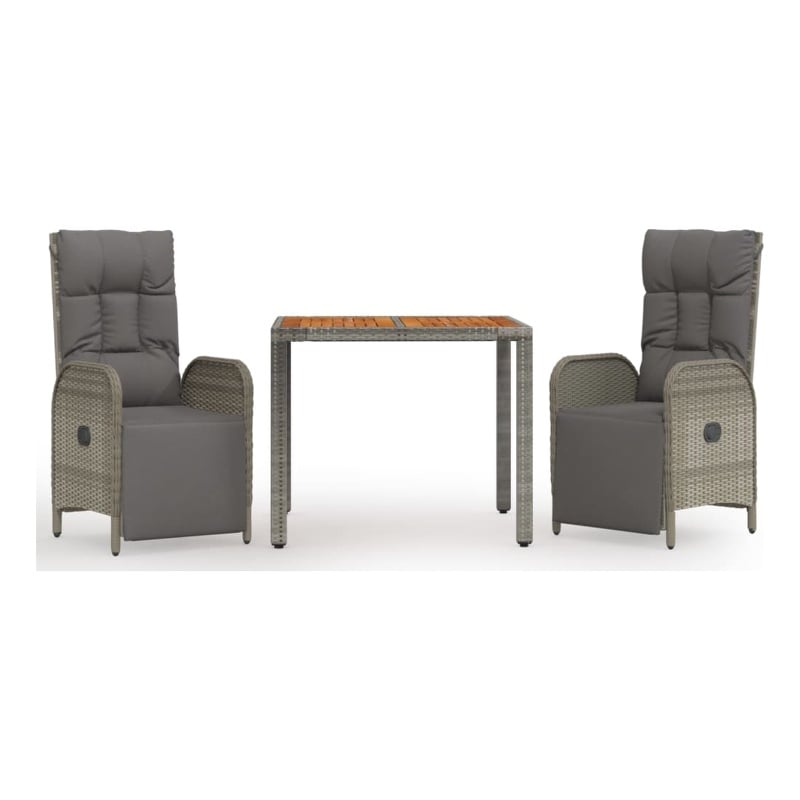 vidaXL 3 Piece Garden Dining Set in Gray