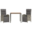 vidaXL 3 Piece Garden Dining Set in Gray