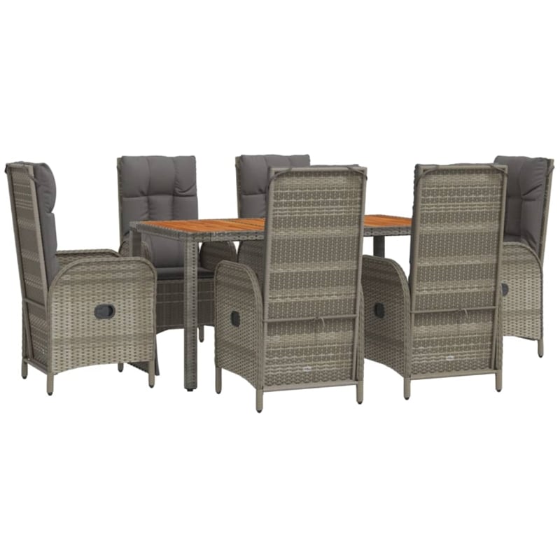 vidaXL 7 Piece Garden Dining Set in Gray