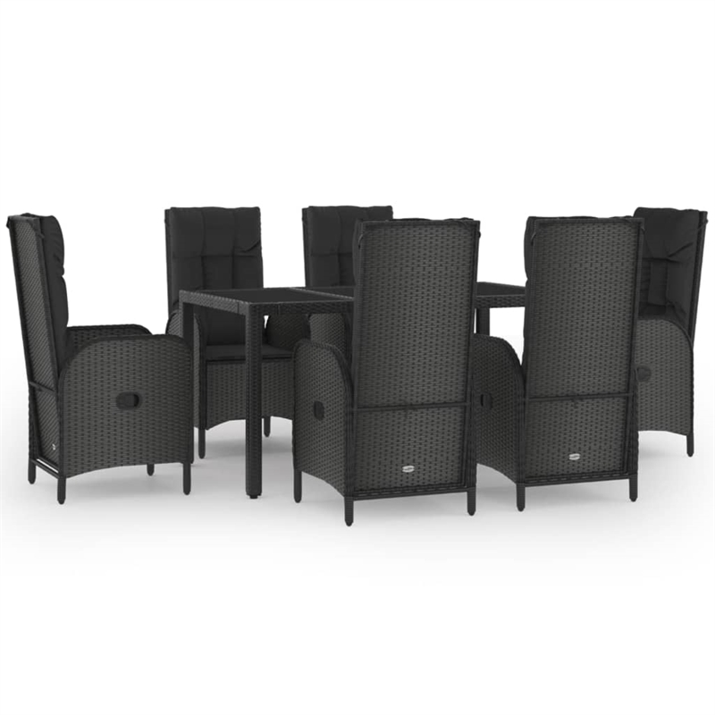 vidaXL Garden Dining Set in Black and Gray