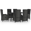 vidaXL Garden Dining Set in Black and Gray