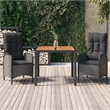 vidaXL Garden Dining Set in Black/Black Cushions