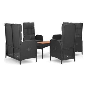 vidaXL Poly Rattan Large Adjustable Armrests Garden Dining Set in Black
