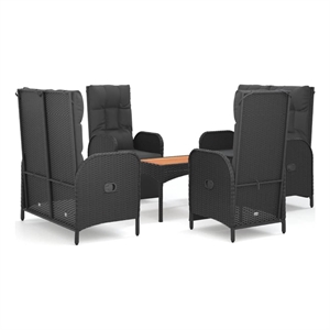 vidaXL Poly Rattan Five Piece Set Garden Dining Set in Black