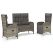 vidaXL PE Rattan/Powder-Coated Steel/Tempered Glass Garden Dining Set in Gray