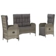 vidaXL PE Rattan/Powder-Coated Steel/Tempered Glass Garden Dining Set in Gray