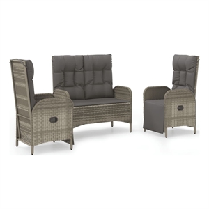 vidaXL PE Rattan/Powder-Coated Steel/Tempered Glass Garden Dining Set in Gray