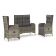 vidaXL PE Rattan/Powder-Coated Steel/Tempered Glass Garden Dining Set in Gray