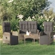 vidaXL PE Rattan/Powder-Coated Steel/Tempered Glass Garden Dining Set in Gray