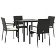 vidaXL Garden Dining Set in Black/Rattan/Cream White