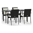 vidaXL Garden Dining Set in Black/Rattan/Cream White