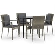 vidaXL Garden Dining Set in Black and Gray