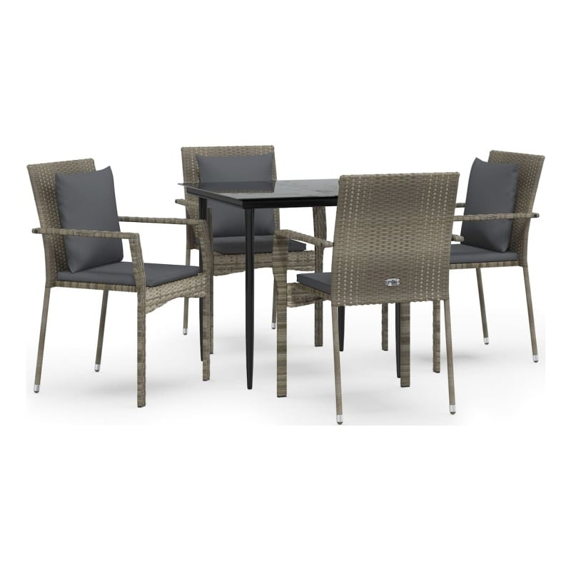vidaXL Garden Dining Set in Black and Gray