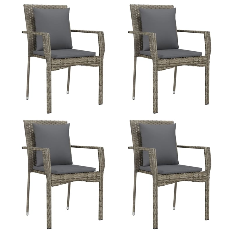 vidaXL Garden Dining Set in Black and Gray