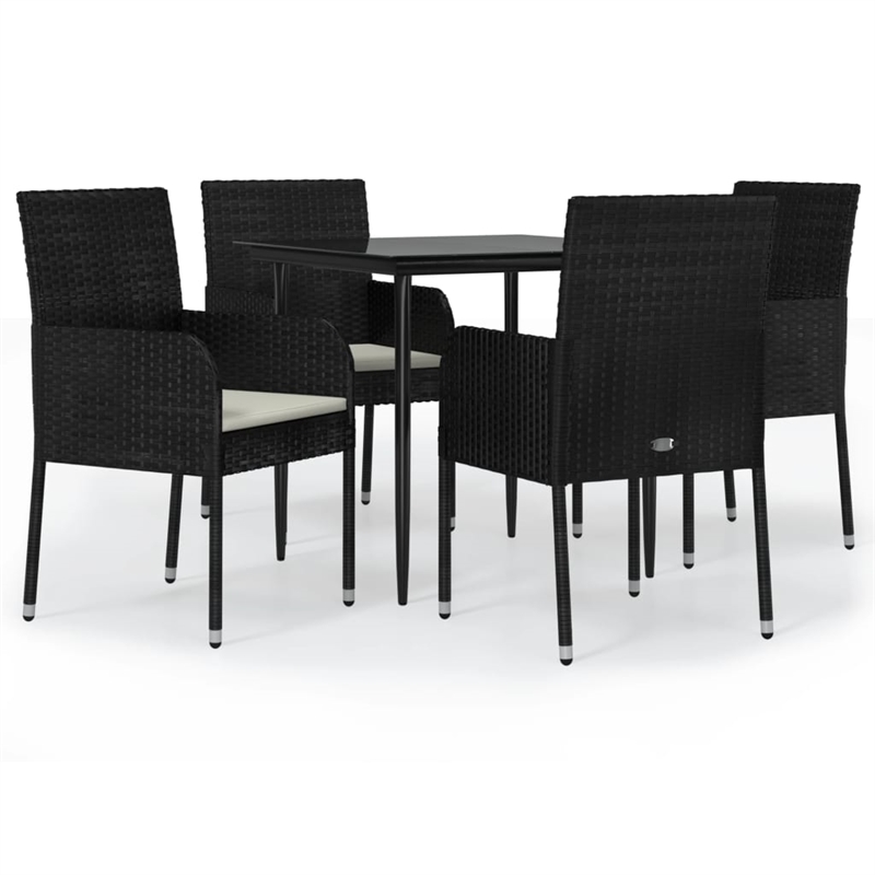 vidaXL Garden Dining Set in Black and Cream White