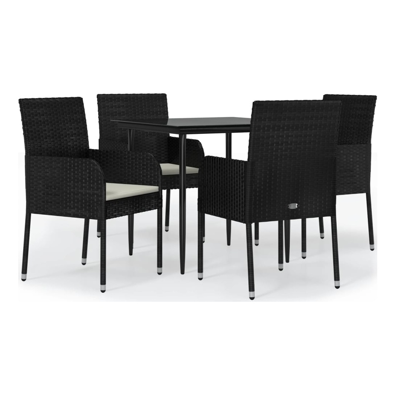 vidaXL Garden Dining Set in Black and Cream White