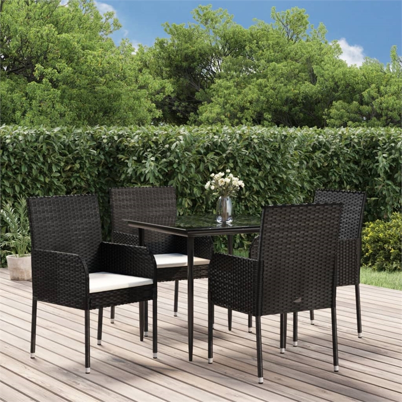 vidaXL Garden Dining Set in Black and Cream White