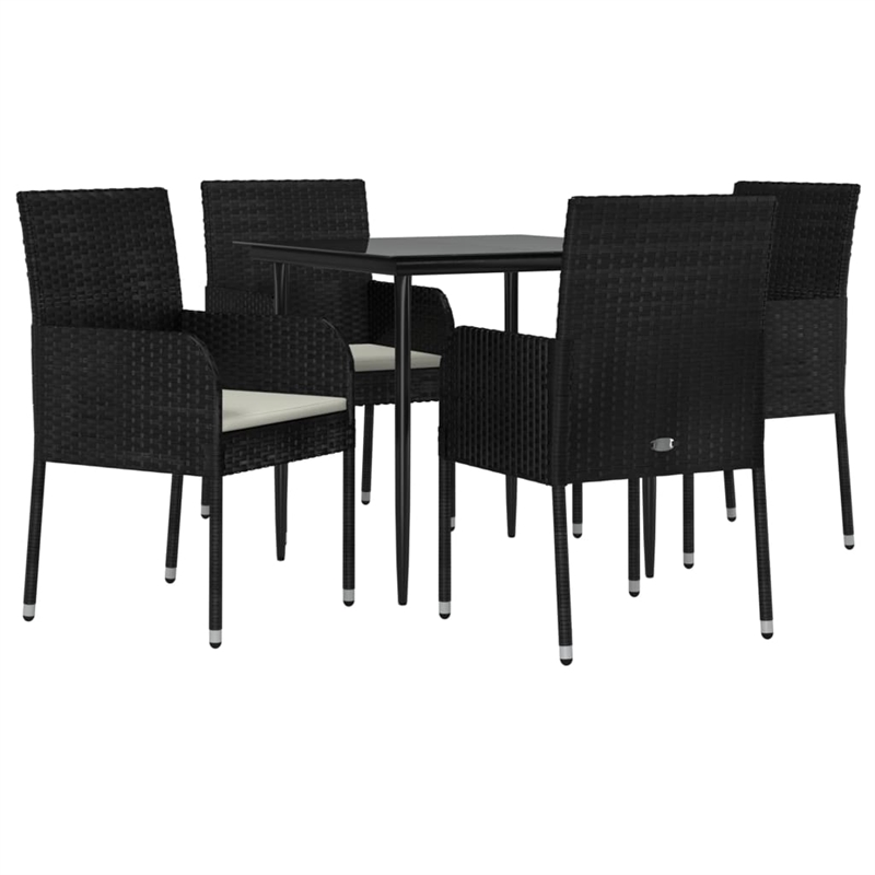 vidaXL Garden Dining Set in Black and Cream White