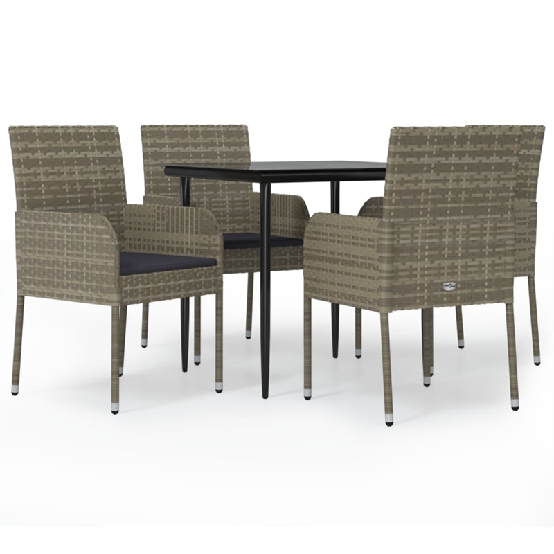 vidaXL Garden Dining Set in Black and Gray
