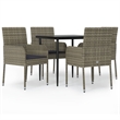 vidaXL Garden Dining Set in Black and Gray