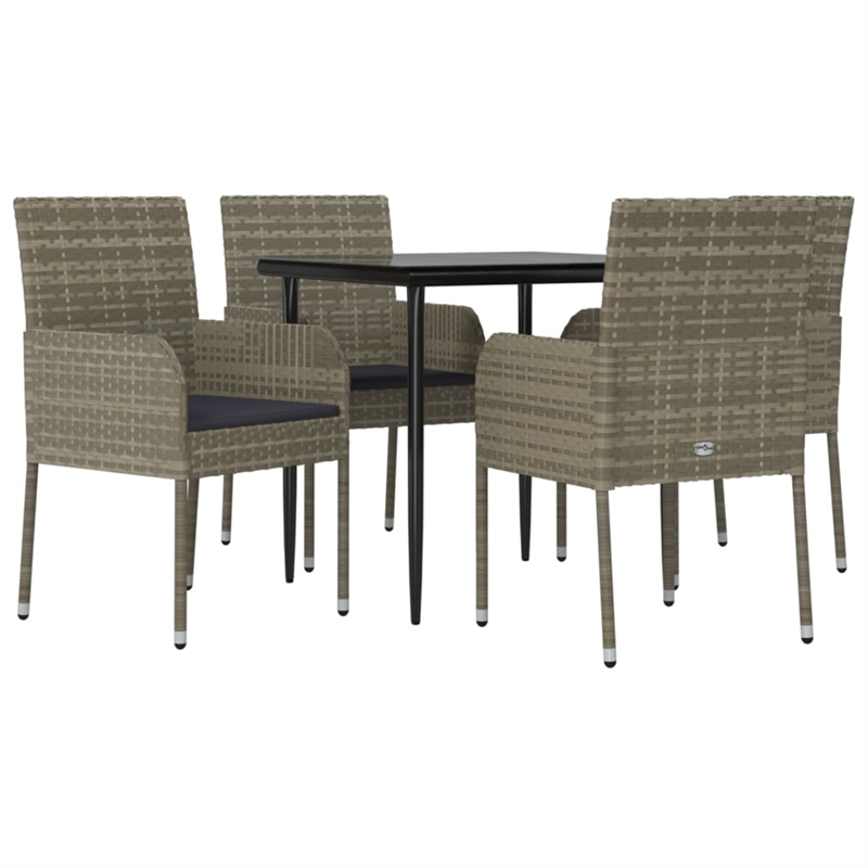 vidaXL Garden Dining Set in Black and Gray