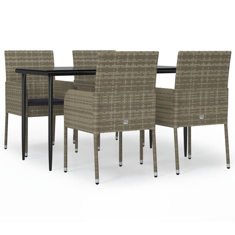 vidaXL PE Rattan Medium Modular Garden Dining Set in Black/Gray