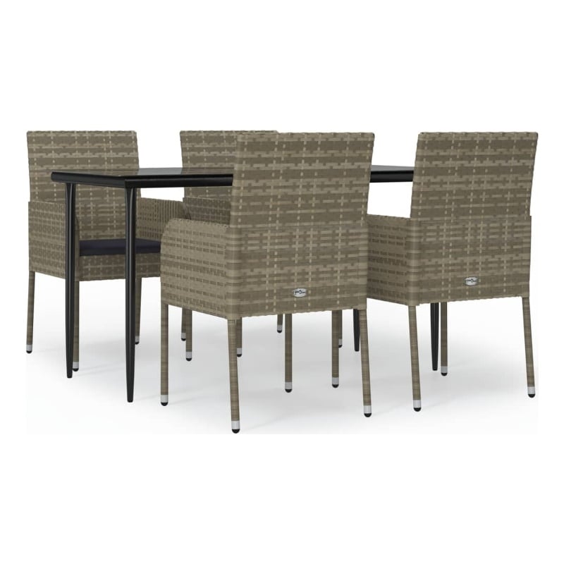 vidaXL PE Rattan Medium Modular Garden Dining Set in Black/Gray
