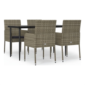 vidaXL PE Rattan Medium Modular Garden Dining Set in Black/Gray