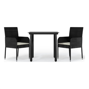 vidaXL Garden Dining Set in Black/Cream White