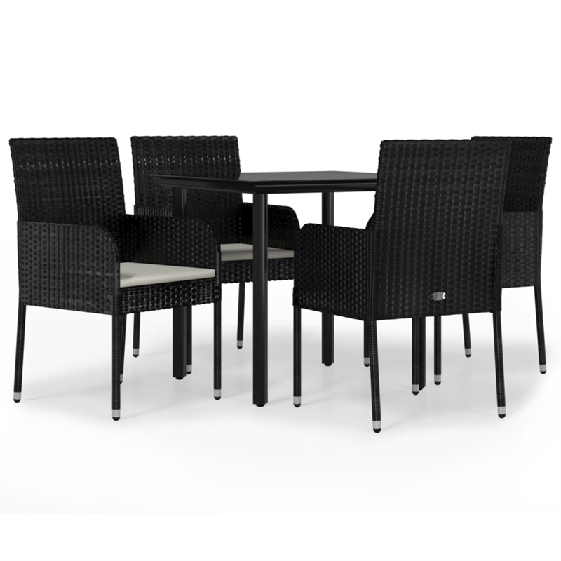 vidaXL Garden Dining Set in Black and Cream White