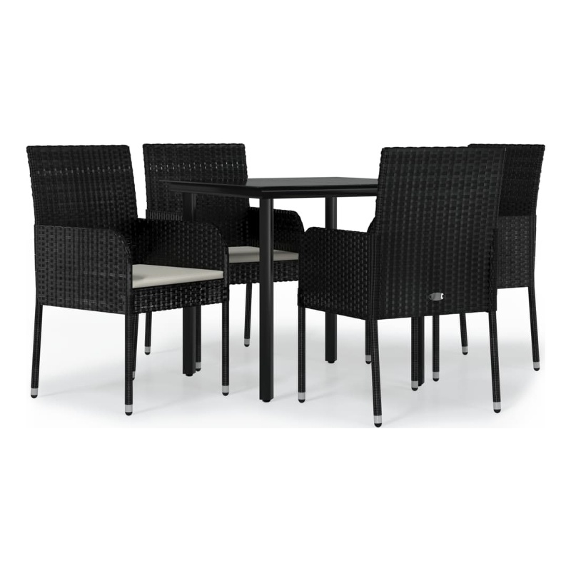 vidaXL Garden Dining Set in Black and Cream White